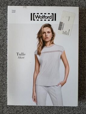 Wolford White Tulle Detail Cap Sleeve Shirt